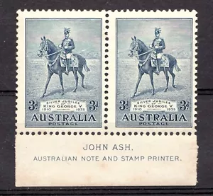1935 Australia Sc# 153 - 2d, KGV Silver Jubilee, Horse, inscription block. MNH - Picture 1 of 1