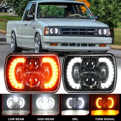 Pair 5x7'' 7X6'' LED Headlights Hi-Low DRL H6054 For Mazda B2000 B2200 B2600 GLC - Image 1 of 4