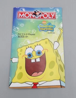 Monopoly Bob Esponja 2005 Squarepants juego de mesa manual de instrucciones pieza Foto 1 de 3
