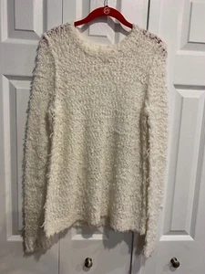 Free People September Song shaggy cream tunic sweater, Sz L, pullover, capsule - Picture 1 of 8