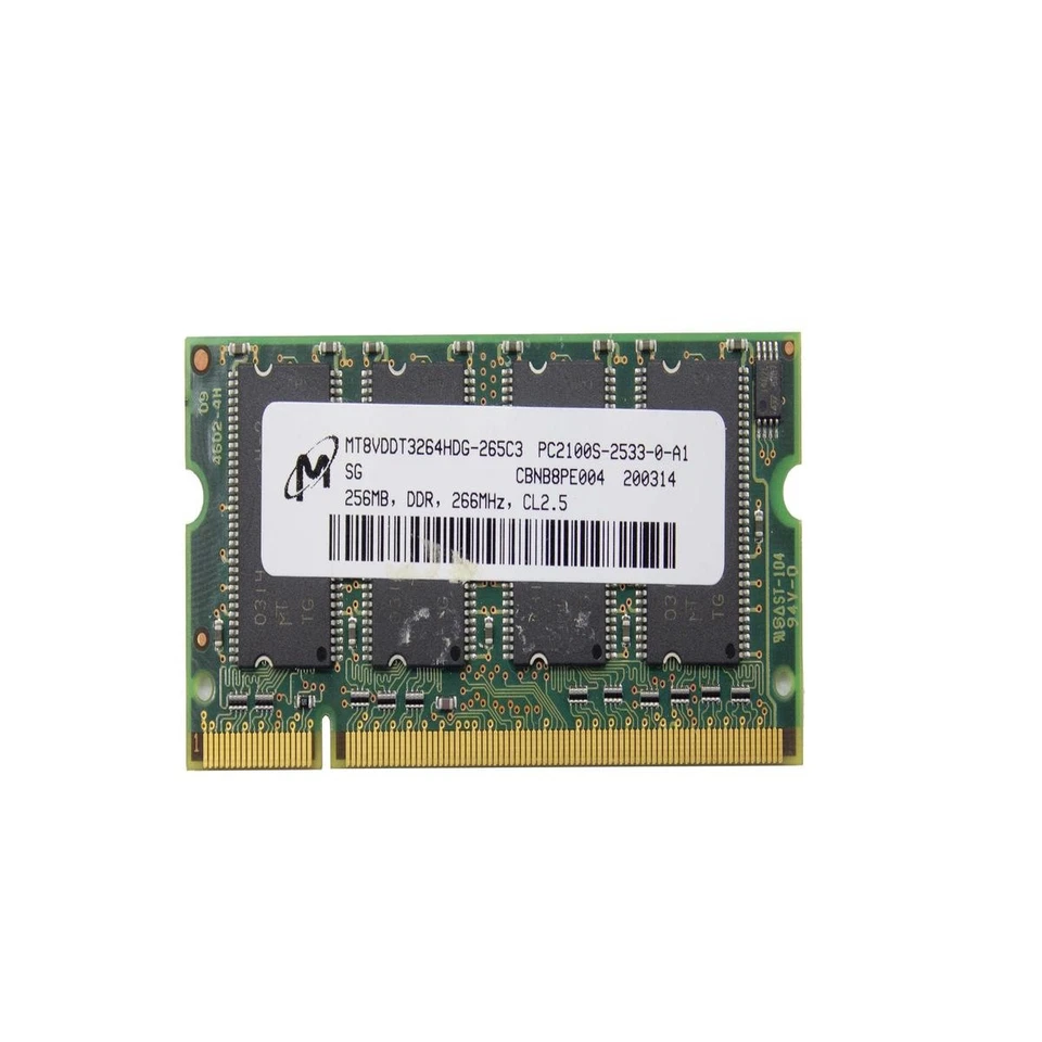 Micron 8VDDT3264HDG-265C3 266MHZ 256MB DDR DDR1 Sodimm Table Module RAM Notebook - Image 1 of 1