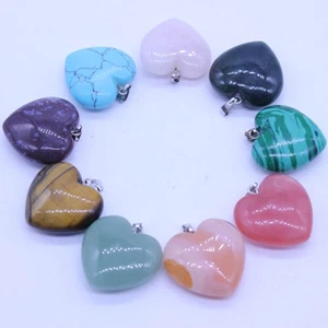 10 Pcs Quartz Charms Beading Accessories Pendant Heart-shaped Necklace - Picture 1 of 9