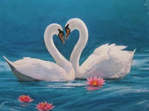 JOSH KEYES LOVE CISNES BARRIDO PEQUEÑO VITRINA EDICIÓN LIMITADA IMPRESIÓN FIRMADA BAJO #5 - Imagen 1 de 16