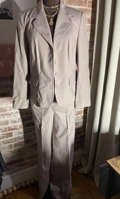 ¡Nuevo! Talbots Blazer Chaqueta y Pantalón 2 Piezas Lana Traje Conjunto Taupe Talla 10 Largo Foto 1 de 4