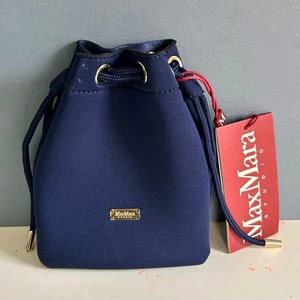 Max Mara Studio Neoprene Drawstring Travel Pouch Blue Beauty Case  NWT - Picture 1 of 9
