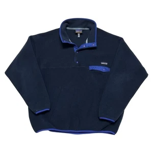 Patagonia Synchilla Pullover Mens XL Navy Blue Snap-T Fleece Quarter Snap - Picture 1 of 8