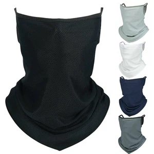 UV Protection Neck Gaiter Cooling Face Mask Scarf Bandana Cover with Ear Loops - Picture 1 of 16