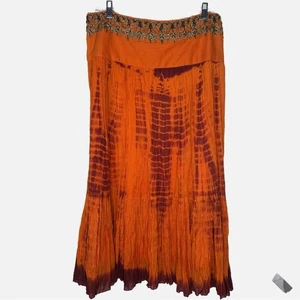 Soft Surroundings Boho Hippie Batik Maxi Beaded Skirt - Picture 1 of 8