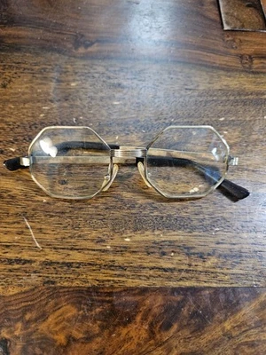 Vintage Gold Eyeglasses Gold Filled GF 45 18 Octagon Eyeglasses USA - Image 1 of 4