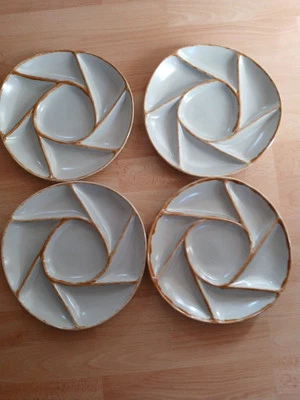 4 Assiettes A  Fondue Vintage Ceramique Chantilly - Photo 1/2