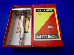 FEATHER No.1 Vintage Safety Razor 1960's Made In Japan In Mint Condition #1 - Picture 1 of 12