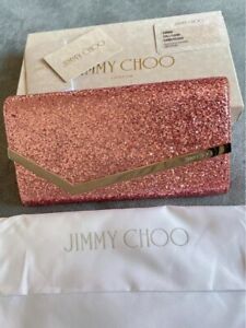 Jimmy Choo Emmie Gradation Glitter Clutch Chain Shoulder Bag Pink Shipping Fr JP