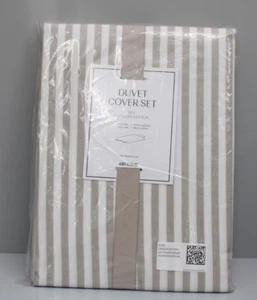 H&M Home Bettwäsche aus Baumwolle,135 x 200 cm /80 x 80 cm, beige/weiß Neu - Bild 1 von 6