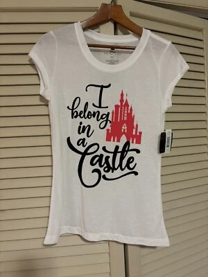 NWT Disney Princess Girls “I Belong In A Castle” Design T-Shirt Large 11-13 - Image 1 of 2