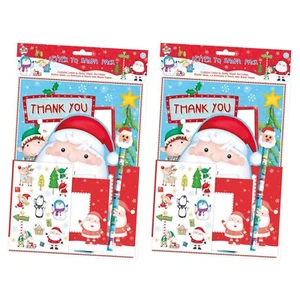 [2er Set] Kinder Brief an Santa Activity Pack Aufkleber Umschläge Bleistift Radierer - Bild 1 von 3