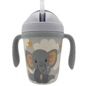 Primo Passi - Bamboo Fiber Kids Cup With Handle/Straw, Little Elephant - Picture 1 of 3