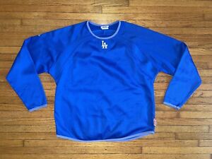 Los Angeles Dodgers Majestic Onfield Therma Base Pullover Blue Youth XL Mens M?