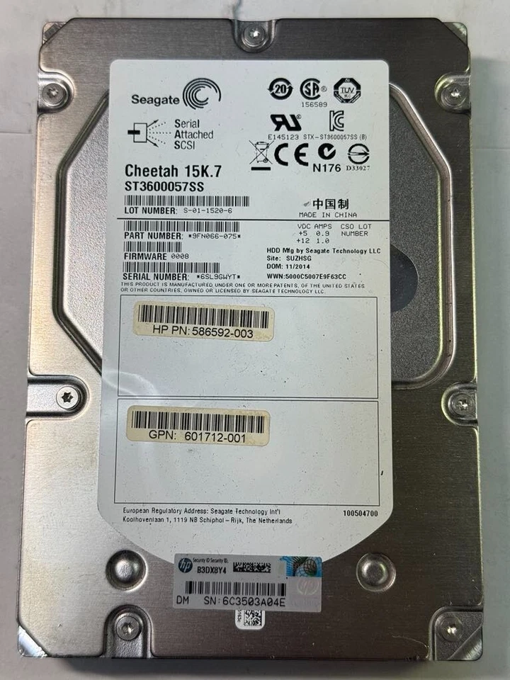 HP 586592-003 ST3600057SS 600GB 15K RPM 16MB Cache 6Gb/s 3.5" SAS HDD - Image 1 of 4