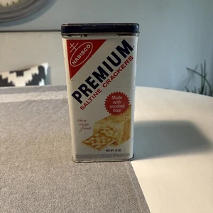 Vintage Premium Saltine Cracker Tin Navy Blue Lid - Picture 1 of 12