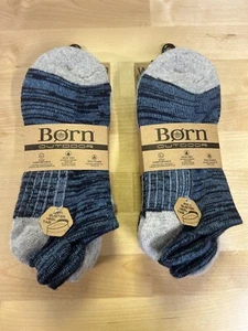 Born Outdoor Wool Blend Socks Shoe Size 4-10 Grey/Blue 6 Pairs Total - Picture 1 of 4