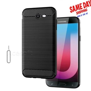 Durable Carbon Fiber Soft TPU Armor Cover for Samsung Galaxy J7 Prime SM-J727T1 - Picture 1 of 1