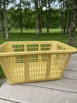 Vintage Rubbermaid Harvest Gold Laundry Basket - Model 2964, Yellow - Image 1 of 4