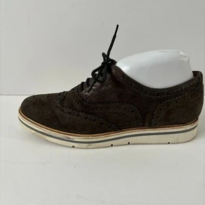 Dune Dark Grey Shimmery Brogues Lace Up Shoes Nubuck Leather Size 6 EU 39 VGC - Picture 1 of 9