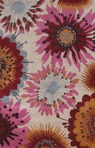 Contemporary Flower Design Agra Oriental Area Rug 5x8 ft Hand-Tufted Wool Carpet - Picture 1 of 12