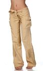 Hering Junior Womens Casual Tie Waist Cargo Cropped Pants