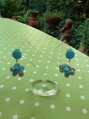 Ohrclips Ohrringe Ohrhänger Keramikperlen 60er Jahre - Bild 1 von 4