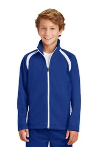 Sport-Tek Youth Long Sleeve Tricot Track Full Zip Jacket With Pockets YST90 - Picture 1 of 6