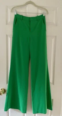 $395 Alice + Olivia Green Paula High Waist Wide Leg Pants Size 0 - Image 1 of 4