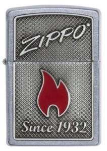 Zippo 29650 Logo & Flame Emblem Pocket Lighter - Picture 1 of 5