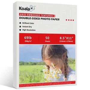 Koala Double Sided Photo Paper 8.5x11 69lb Linen Textured Inkjet Printer 50 Ct - Picture 1 of 10