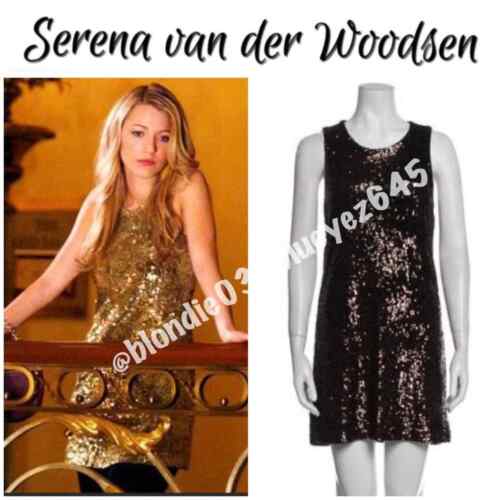 Mini abito paillettes marrone Tory Burch S Serena van der Woodsen