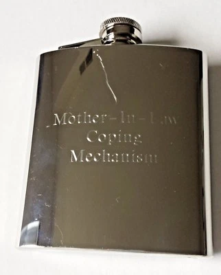 不锈钢雕刻髋部烧瓶岳母应对机制礼品*原样 — 第 1/4 张图片