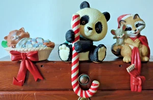 Vintage Punze Weihnachten Strumpfhalter Lot 80er Jahre Panda Katze Waschbär - Bild 1 von 4