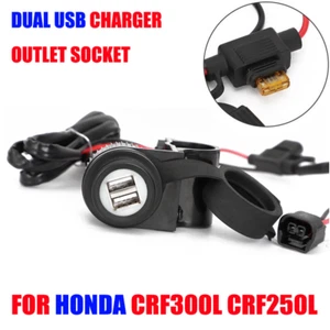 For Honda CRF300L CRF250L Dual USB Charger Outlet Socket Plug & Play Accessory - Picture 1 of 11