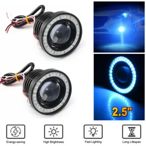 2.5 Inch Car COB LED Fog Light Projector Ice Blue Angel Eyes Halo Ring DRL Lamp - Picture 1 of 8