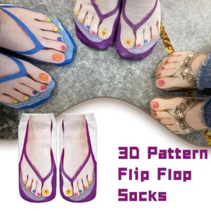 Impresión 3D Divertida Novedad Creativa Zapatos Chanclas Corte Bajo Calcetines al tobillo Reino Unido Nuevos - Imagen 1 de 19