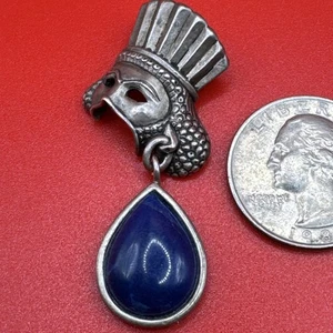 Vintage Sterling Maske und blauer Lapis Anhänger - Bild 1 von 6
