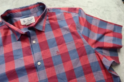 Penguin Logo Munsingwear Button Down Short Sleeve Plaid Shirt Men's Size 2XL XXL - Image 1 of 4