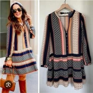 VESTIDO SWING LOFT ANN TAYLOR XS para mujer floulard escalonado nuevo sin etiquetas Estilo Boho - Imagen 1 de 9