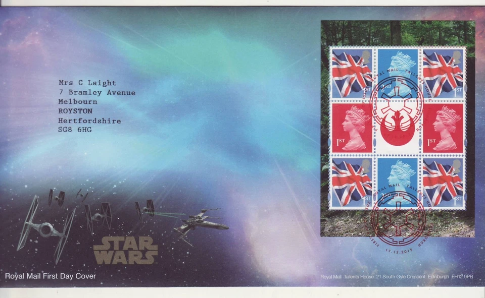 GB Stamps First Day Cover Booklet Pane U3150l - DY15 Star Wars film PSB 2015 - Image 1 of 1