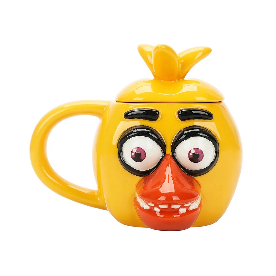 Caneca de cerâmica esculpida com tampa Five Nights At Freddy's Chica 15 oz - Imagem 1 de 4