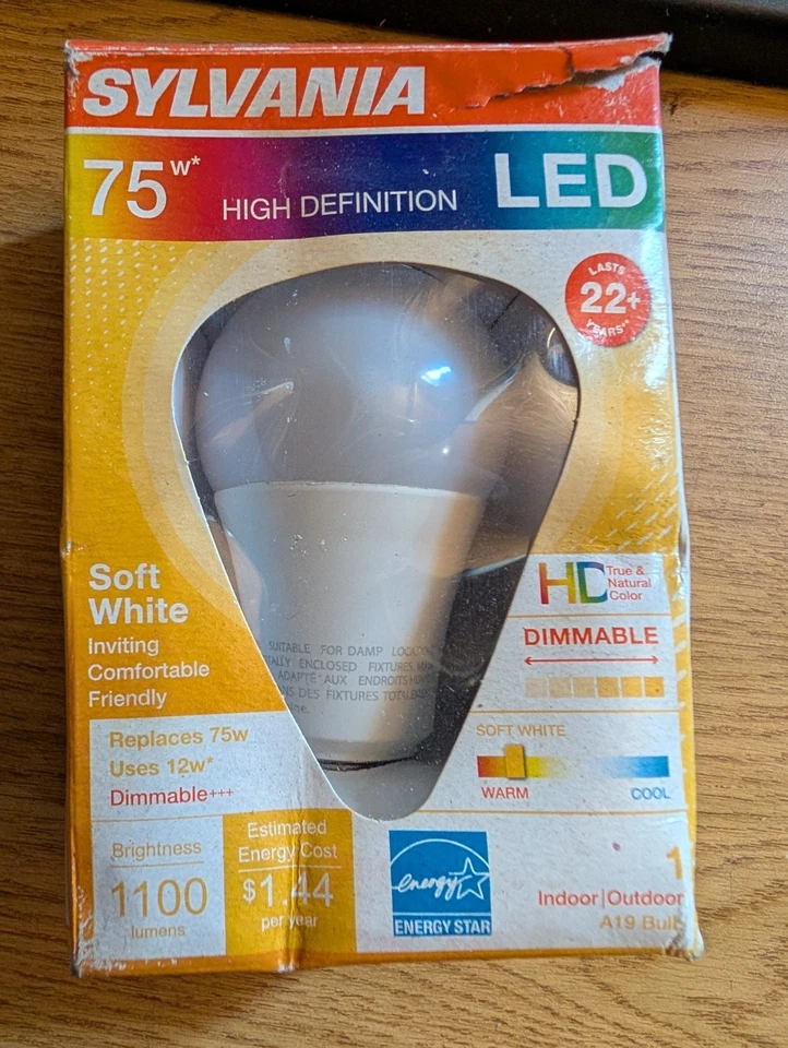 Sylvania LED12A19 Dimmable LED A19 Lamp Light Bulb 12W 1100-Lumen 2700K - Image 1 of 1