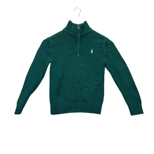 Polo Ralph Lauren Pullover 1/4 Zip Winter Sweater Boys Dark Hunter Green sz S 7 - Picture 1 of 5