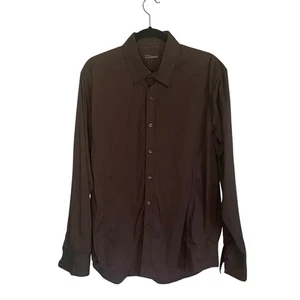 Camisa de manga larga 7 Diamonds marrón oscuro con botones talla grande occidental para hombre - Imagen 1 de 7
