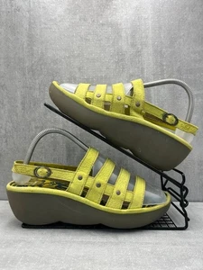 Fly London sandali donna tacco a blocco zeppa slingback giallo/verde Bulbo Bris 8 - Foto 1 di 15