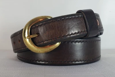 Ernie Hill Speed 深棕色高级马皮皮带 Mod T150 尺寸 34 带黄铜扣 — 第 1/4 张图片